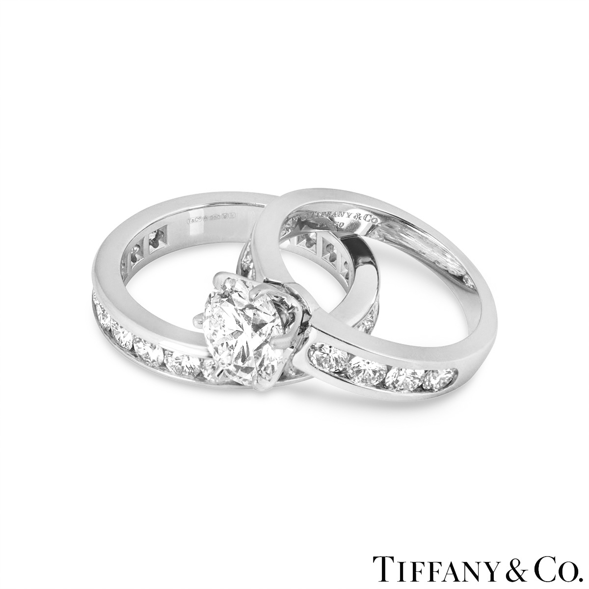 Tiffany & Co. Platinum Diamond Ring 2.04ct F/VS1 XXX with Diamond Full Eternity Ring
